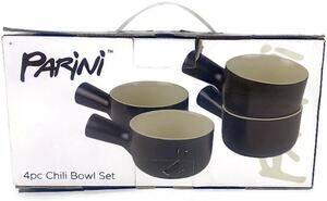 Parini Ceramic Chili Bowls Set of 4 Brown 10oz Oven Safe New in Original Box